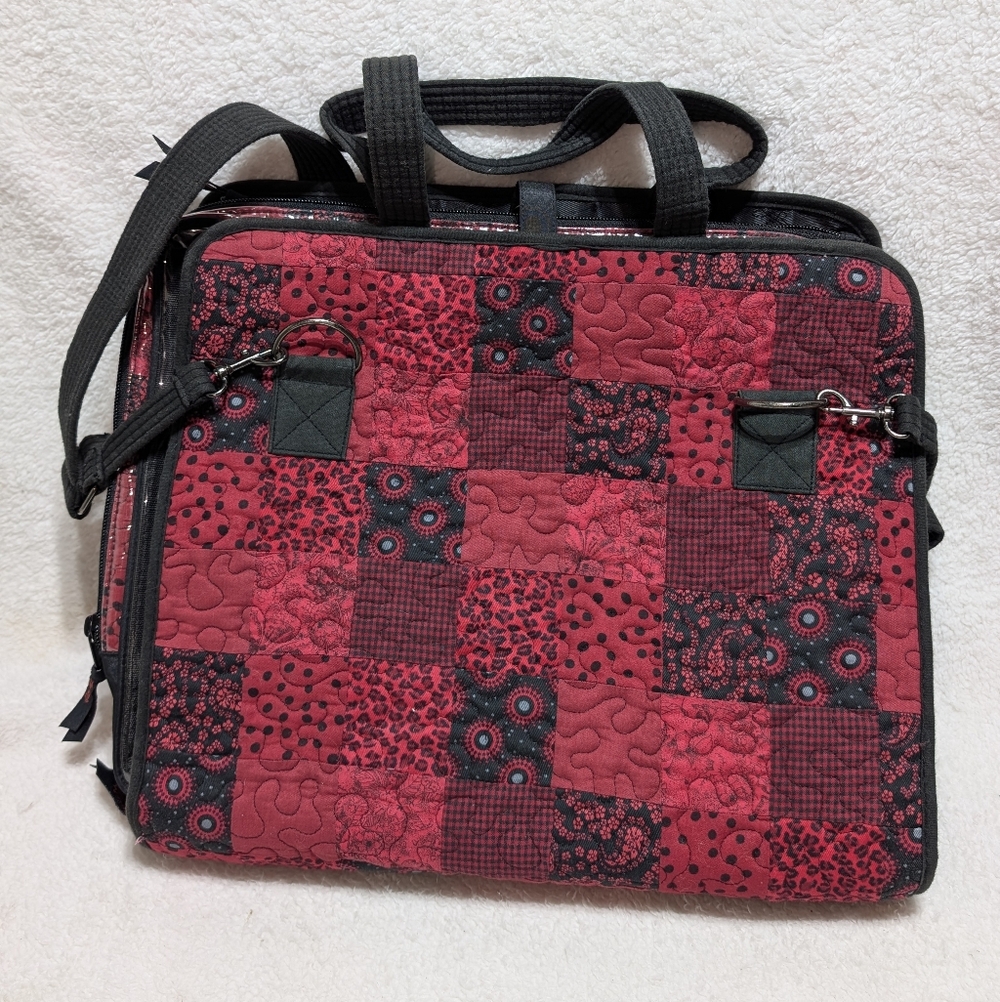Donna Sharp Red Black Quilted Patchwork Travel Or… - image 5